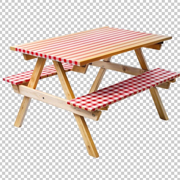 Wooden picnic table Cut out on transparent