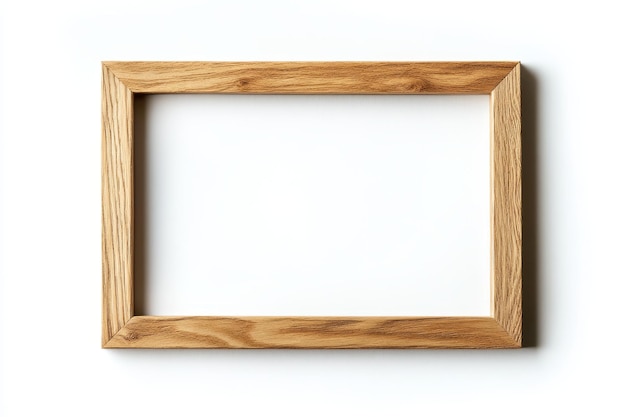 a wooden picture frame that is on a white background