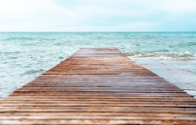 Wooden pier in a cold atmosphere.