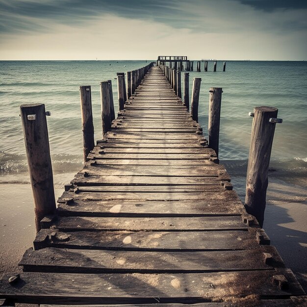 Photo a wooden pier with the word pier on it