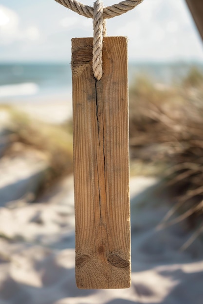 a wooden plank that hangs at the end of a linen rope