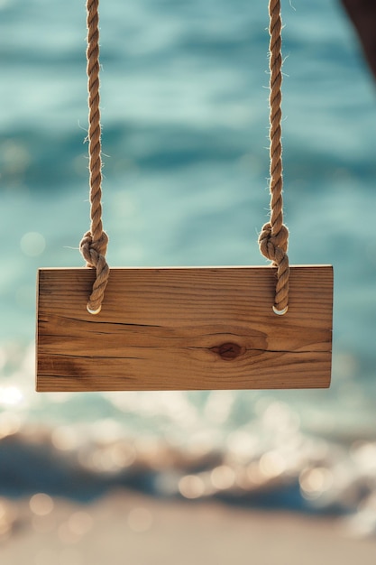 a wooden plank that hangs at the end of a linen rope