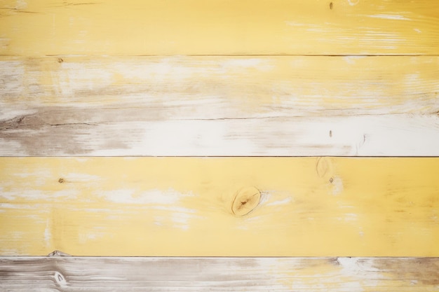 A wooden plank with yellow paint and white paint.