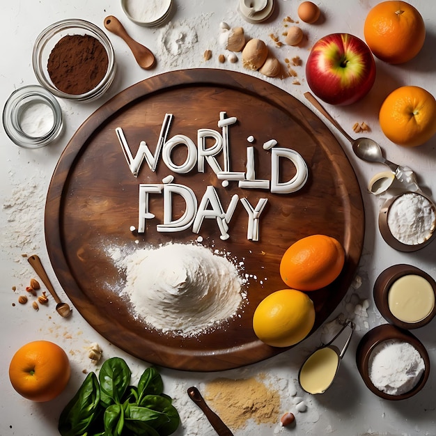 Photo a wooden plate with a sign that says world day today