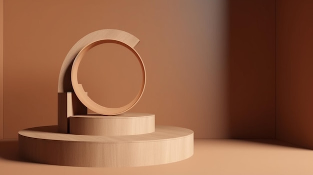 A wooden podium with a ring on it