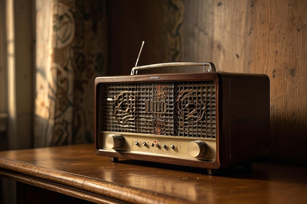 a wooden radio with the number 12 on the front