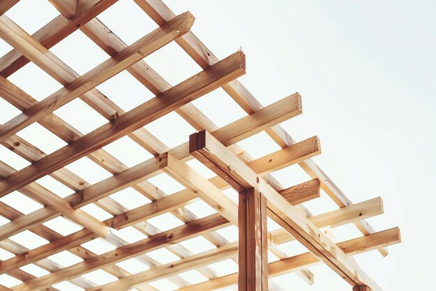 Photo a wooden roof with a wooden frame that has a square frame that says  no roof