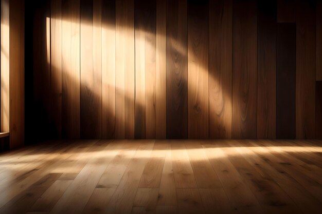 wooden room with wooden floor and light from the window abstract background AI Generated