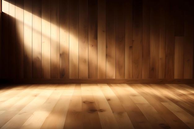 wooden room with wooden floor and light from the window abstract background AI Generated