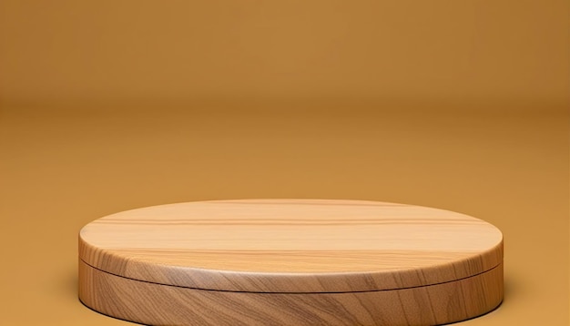 A wooden round plate with a wooden lid sits on a table.