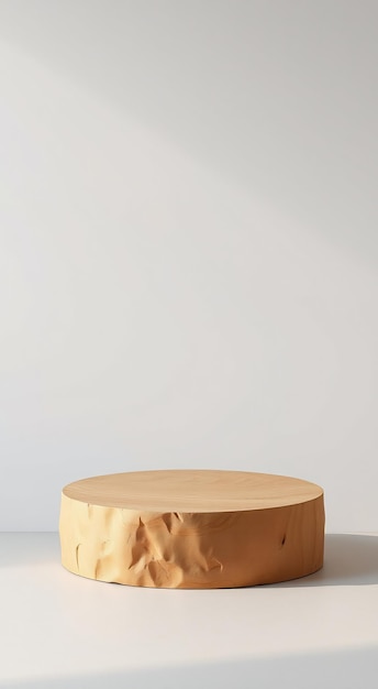 Wooden Round Platform On White Background