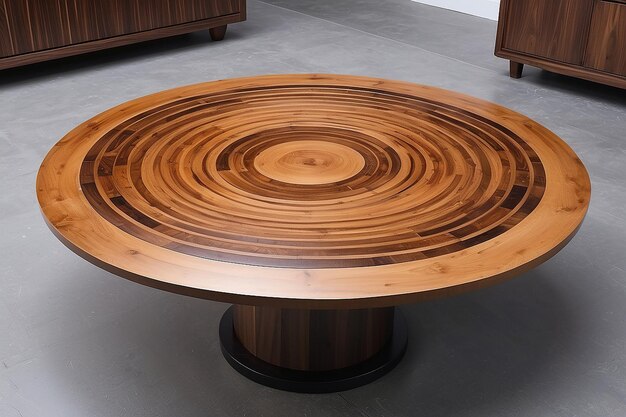 Photo wooden round table furniture decoration