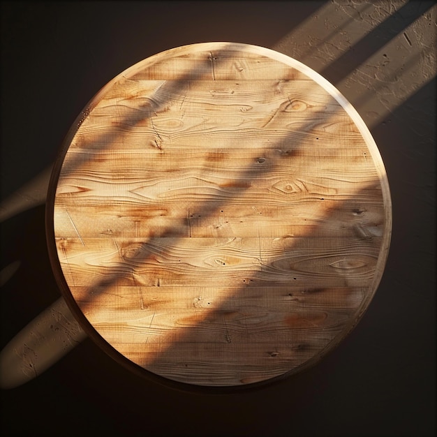 Photo wooden round table with a wooden circle on it