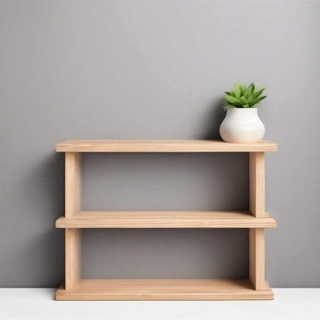 Photo wooden shelf front view isolated on white background