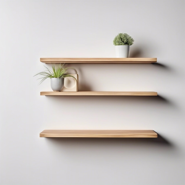 Wooden Shelf Front View Isolated on white background