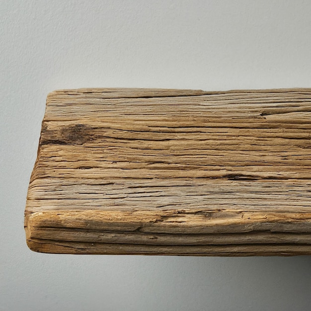 a wooden shelf with a piece of wood on it