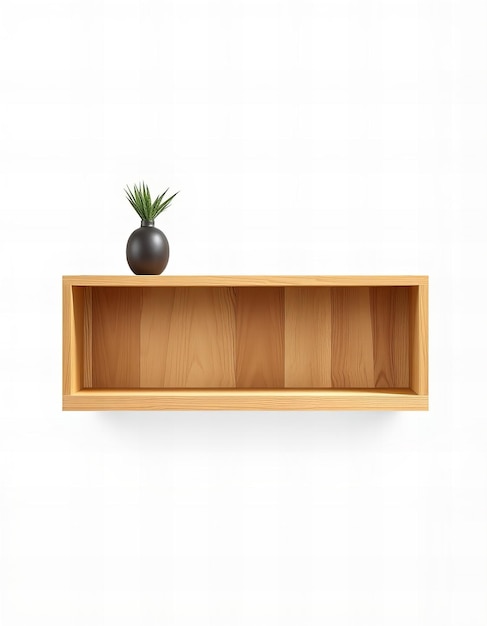 Photo a wooden shelf with a plant on it and a pot of a plant on it