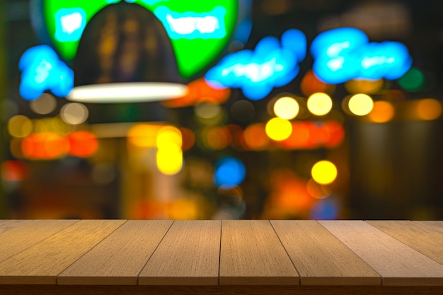 Wooden  shelves with view blurred backdrop.you can used for display products.  copyspace.