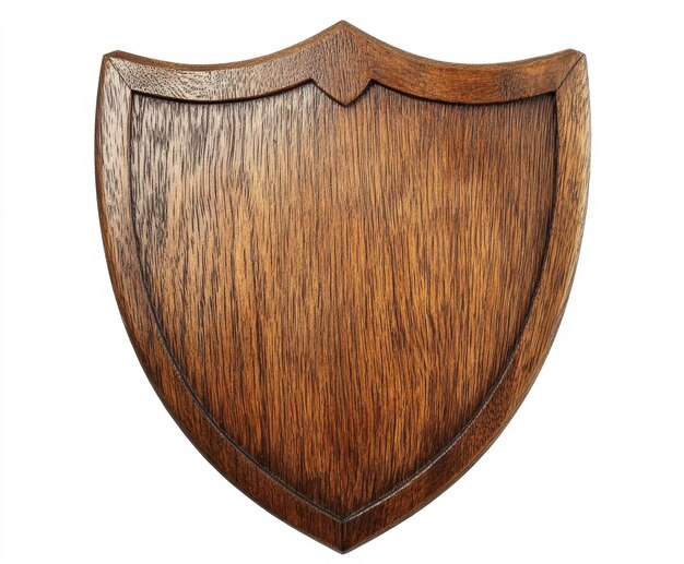 Photo wooden shield shape cutout on transparent background