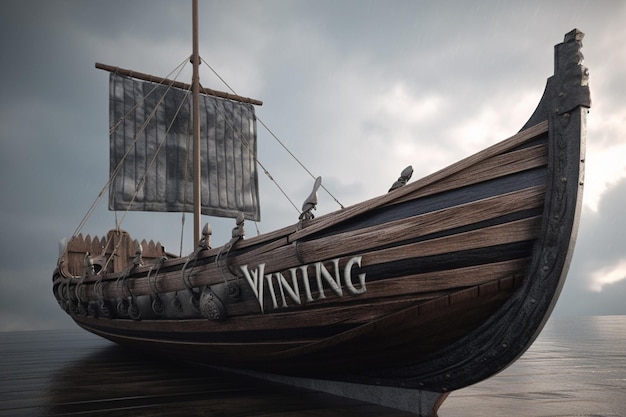 A wooden ship with the word vining on it