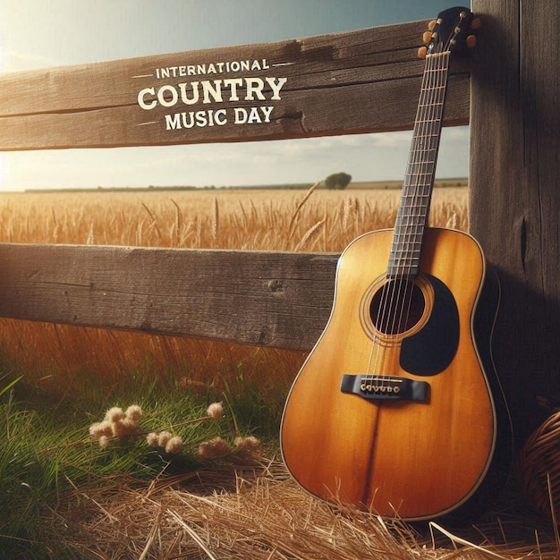 a wooden sign for country music is on a wooden fence