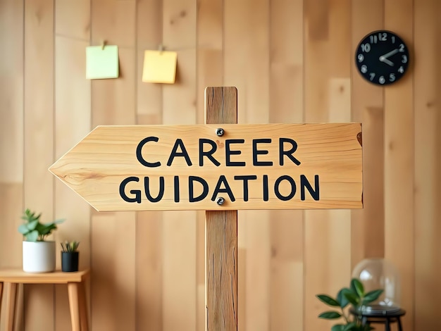 Photo wooden sign design for career guidance and navigation