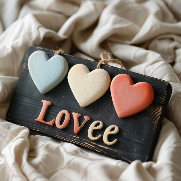 Photo a wooden sign that says love on it