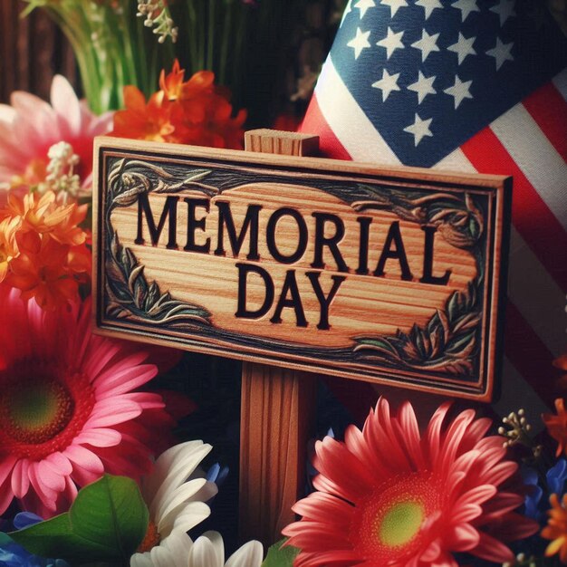 a wooden sign that says memorial day is on a wooden frame