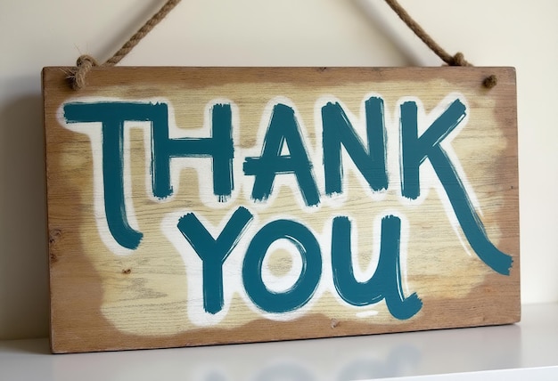 Photo a wooden sign that says thank you on it