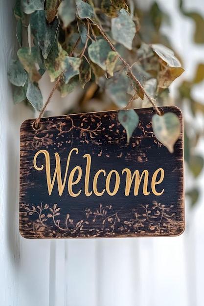 Photo a wooden sign that says welcome on it