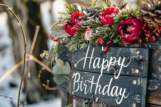 A wooden sign with the words happy birthday written on it