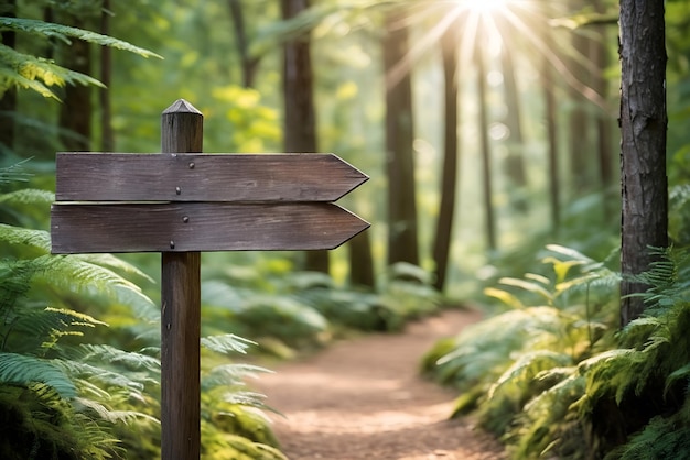 Photo wooden signboard with directions on the edge of a mountain road generative ai