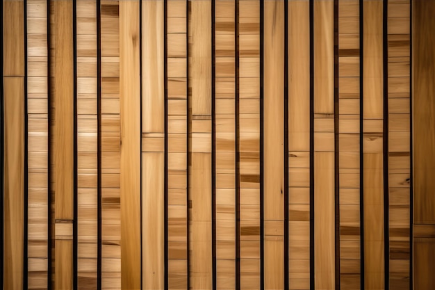 Wooden slats Natural wood lath line arrange pattern texture generative AI