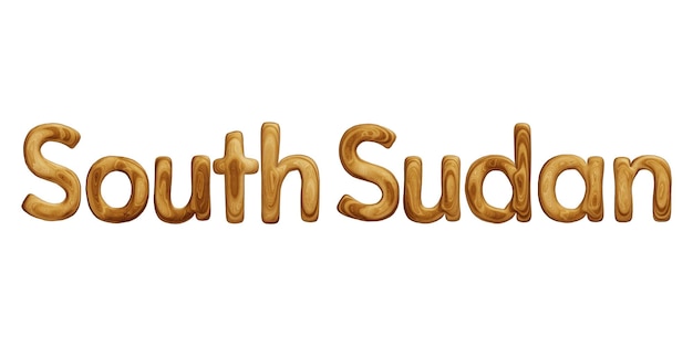 Wooden South Sudan text for country concept