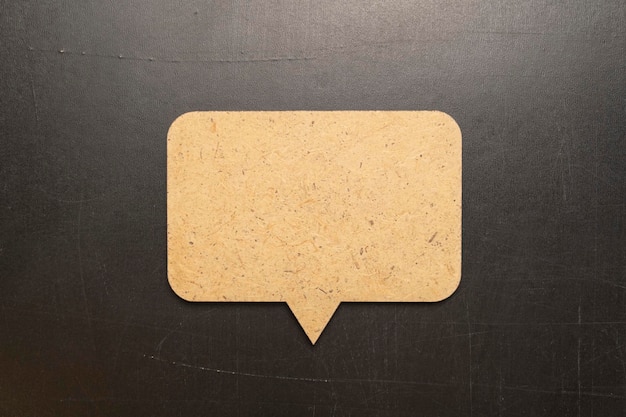 Wooden speech bubble chalkboard on blackboard background