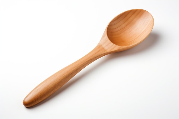 Wooden Spoon Isolated on White Background Generative Ai