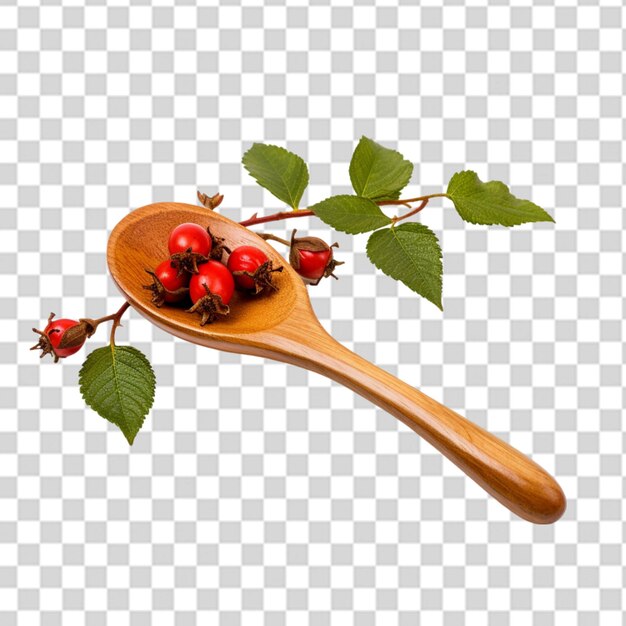 A wooden spoon with berries png