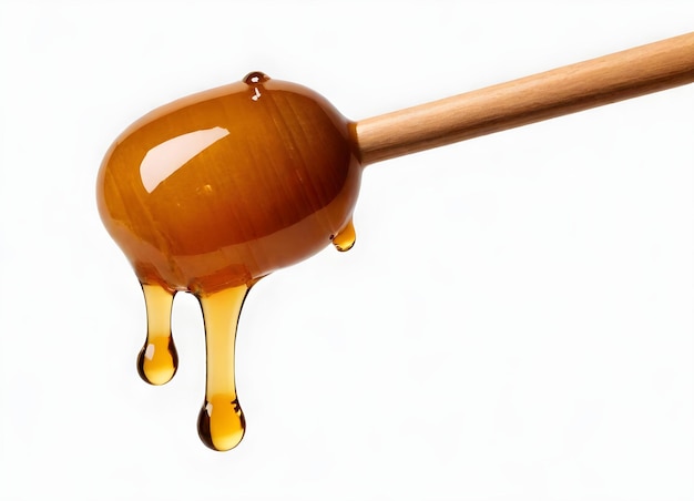 Photo a wooden spoon with a honey dripping on it