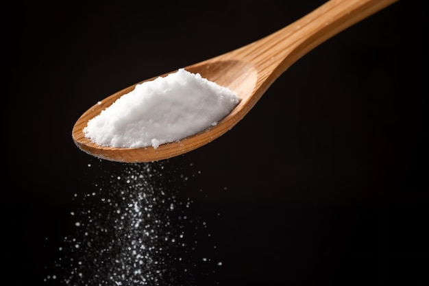 a wooden spoon with powder on it