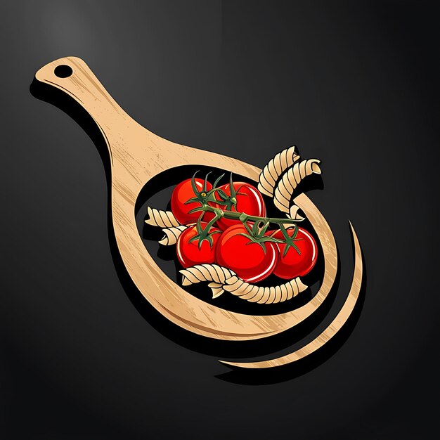 Photo a wooden spoon with tomatoes on it