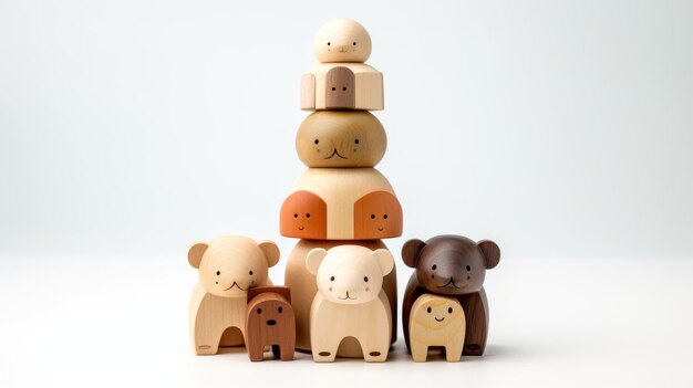 Photo wooden stacking toy in animal shape