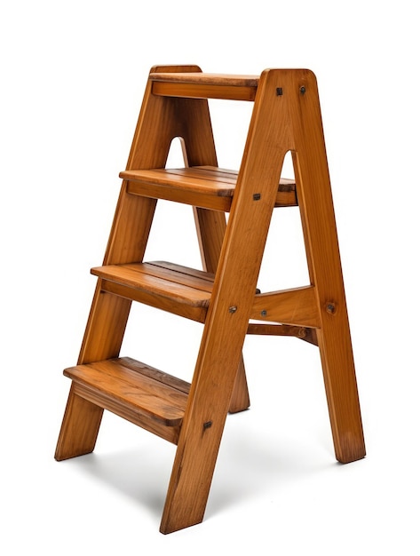 Wooden stepladder isolated on white