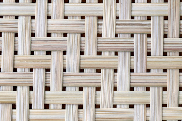 Wooden surface of pattern wicker bamboo in handmade.