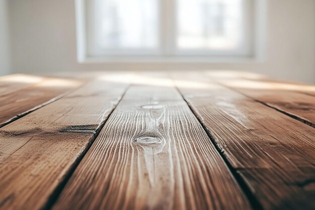 Wooden Surface for Product Presentation with White Background