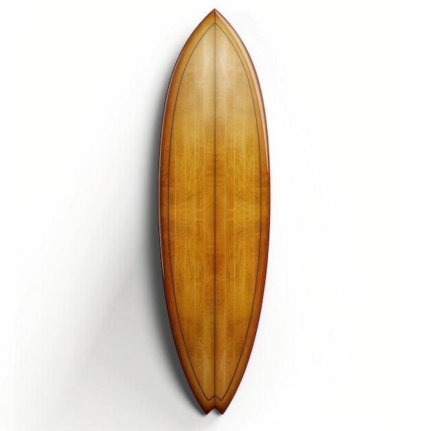 Photo a wooden surfboard on a white wall with a wooden frame