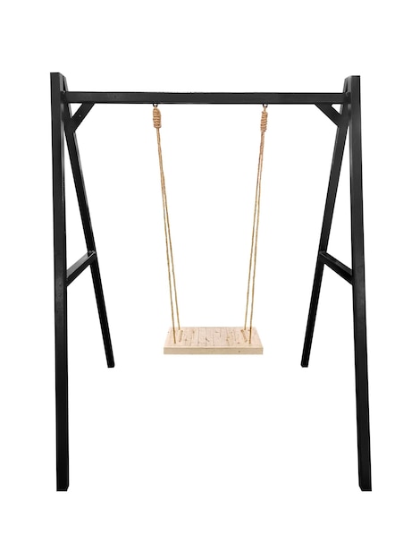 Wooden swing isolated on white background with clipping path