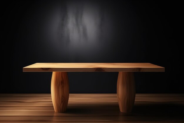 Wooden table against dark background AI generated