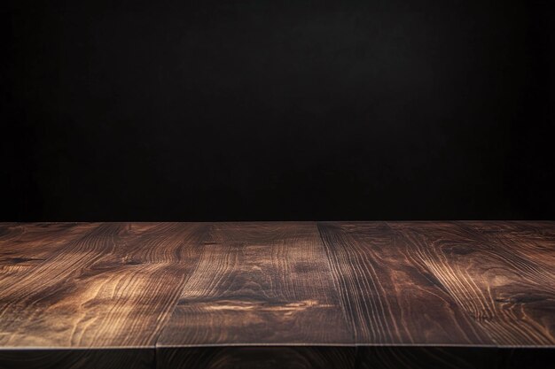 Wooden Table Against Dark Background