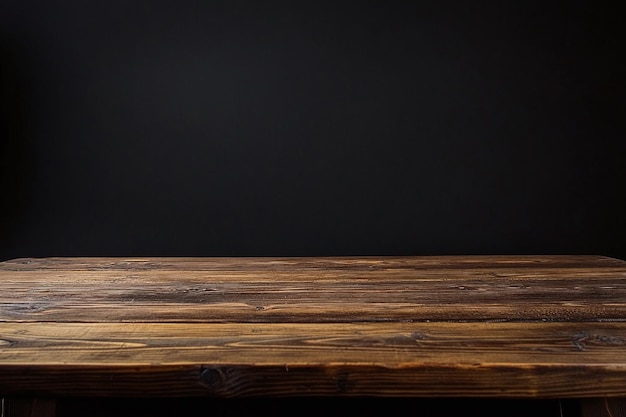 Wooden Table Against Dark Background