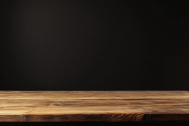 Wooden Table Against Dark Background